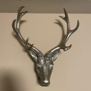 Faux Deer Head Wall Mount - 10 Point Stag Head Antlers, Silver